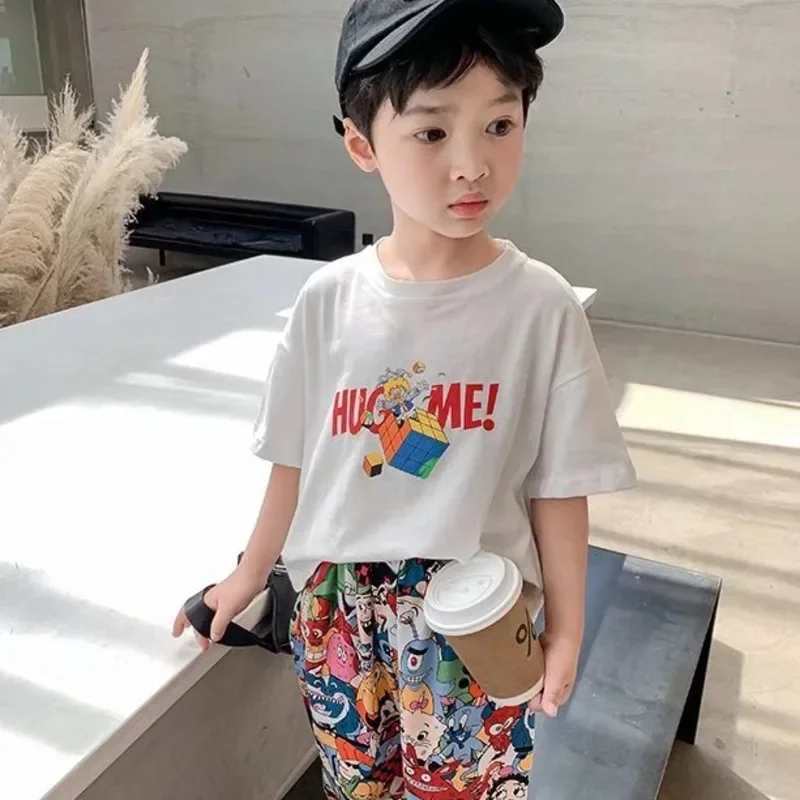 

Boys' Summer Short Sleeve T-shirt New Small And Medium Children's Round Neck Top Children's Casual Versatile Half Sleeve Fashion