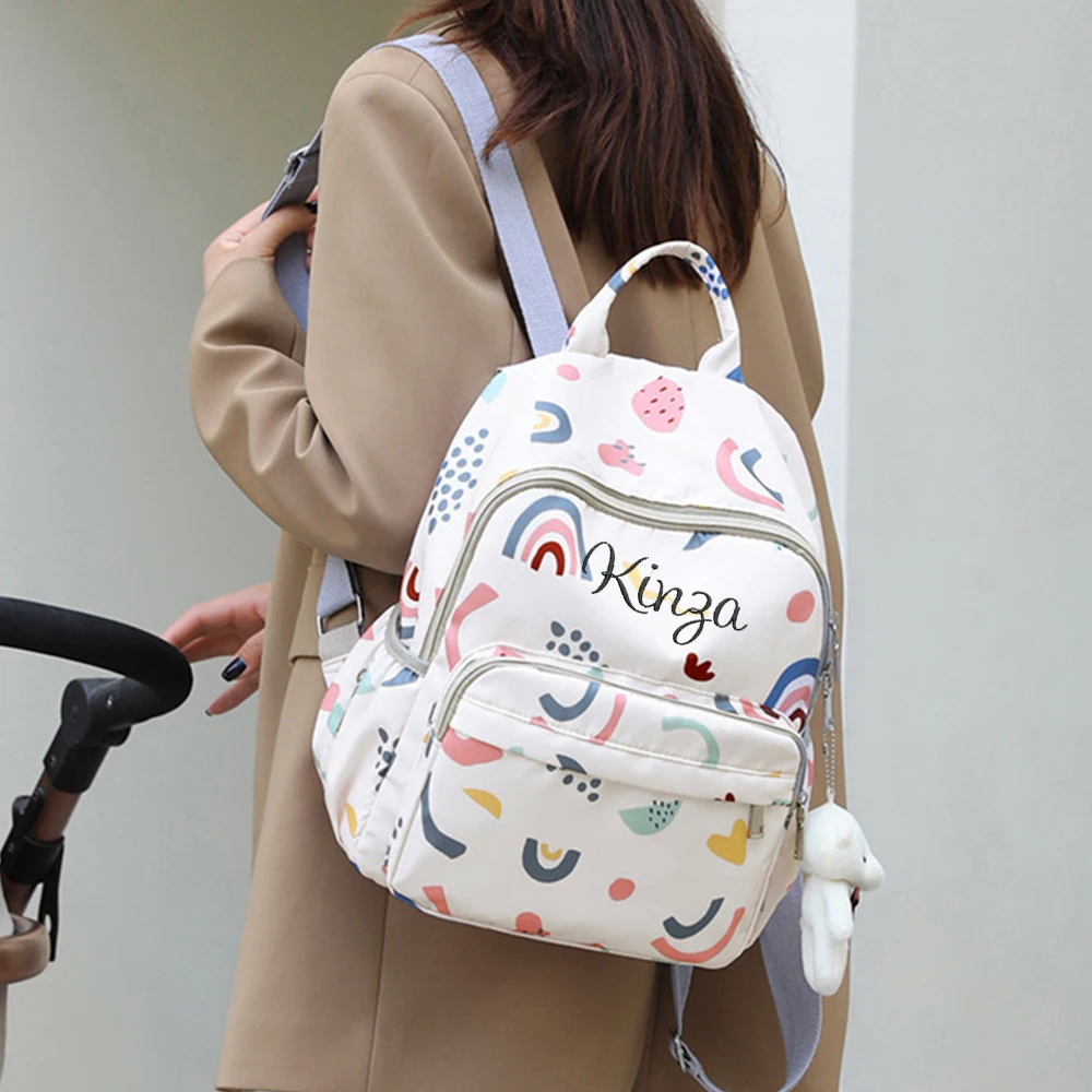 New Mommy Bag Personalized Name Fashionable Large Capacity Dry and Wet Separation Bag Mother and Baby Travelling Shoulder Bag