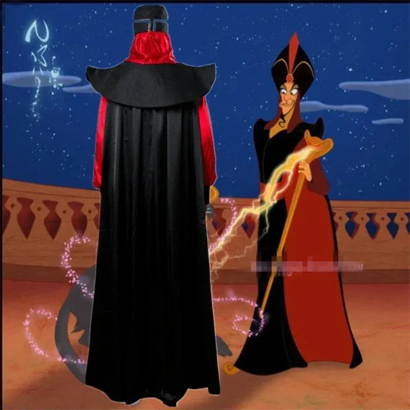Movie Themagic Lamp Aladdin Jafar Man Halloween Makeup Costume Adult Role Play Wizard Jafar Robe Costumes Halloween Cosplay H598