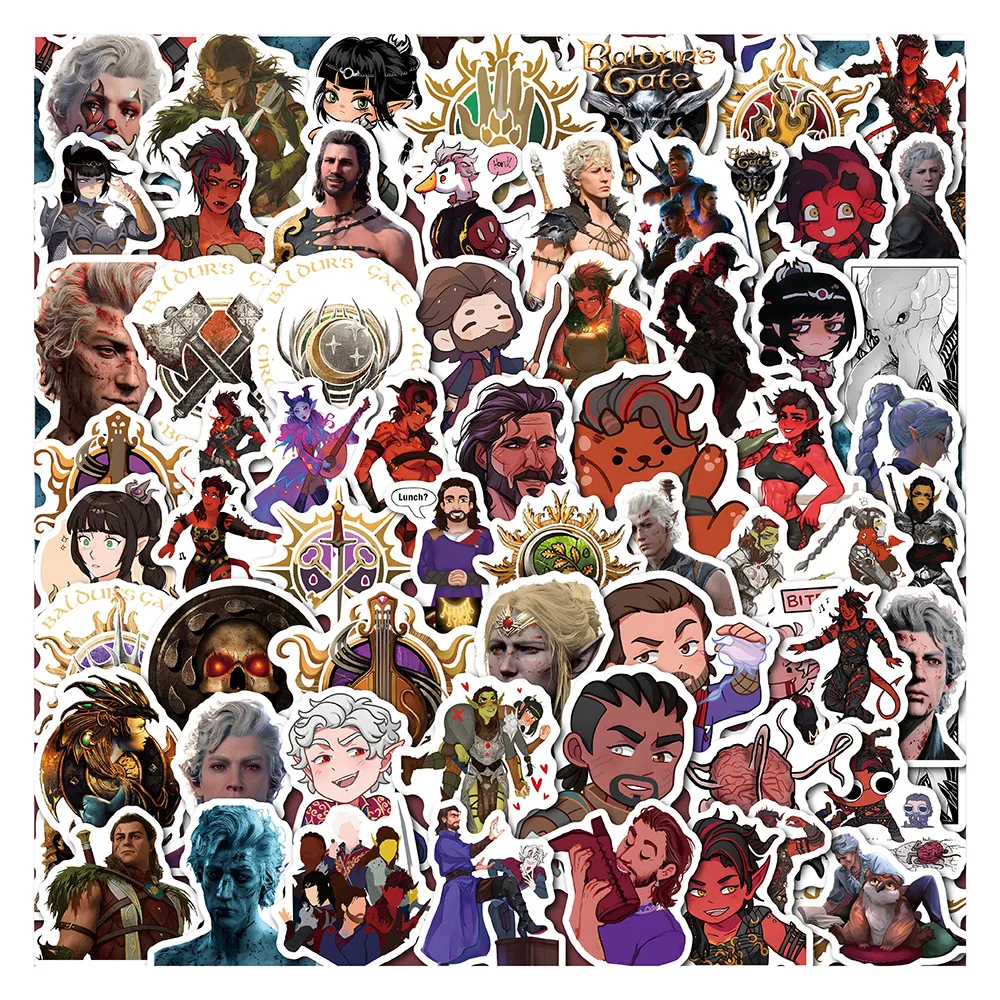 60 pièces Baldur's Gate jeu de rôle autocollants imperméables bricolage téléphone ordinateur portable bagages Cool autocollant pour enfant jouet cadeau