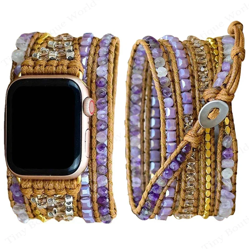 Bohemen band voor Apple Watch Ultra Band 49 mm 44 mm 45 mm 41 mm 42 mm 38 handgemaakte natuurlijke kralen armband Iwatch serie 8 7 6 Se 5 3