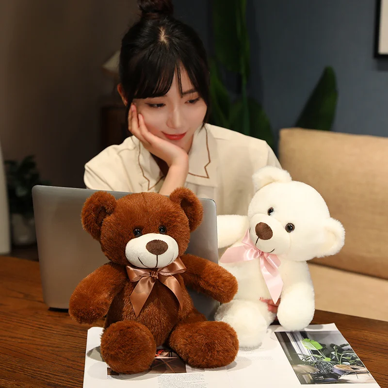 30cm Cute Colorful Bow Tie Bear Plush Toy Stuffed Animal Hug Bear Doll Children Birthday Gift Pillow Teddy bear Home Living Room