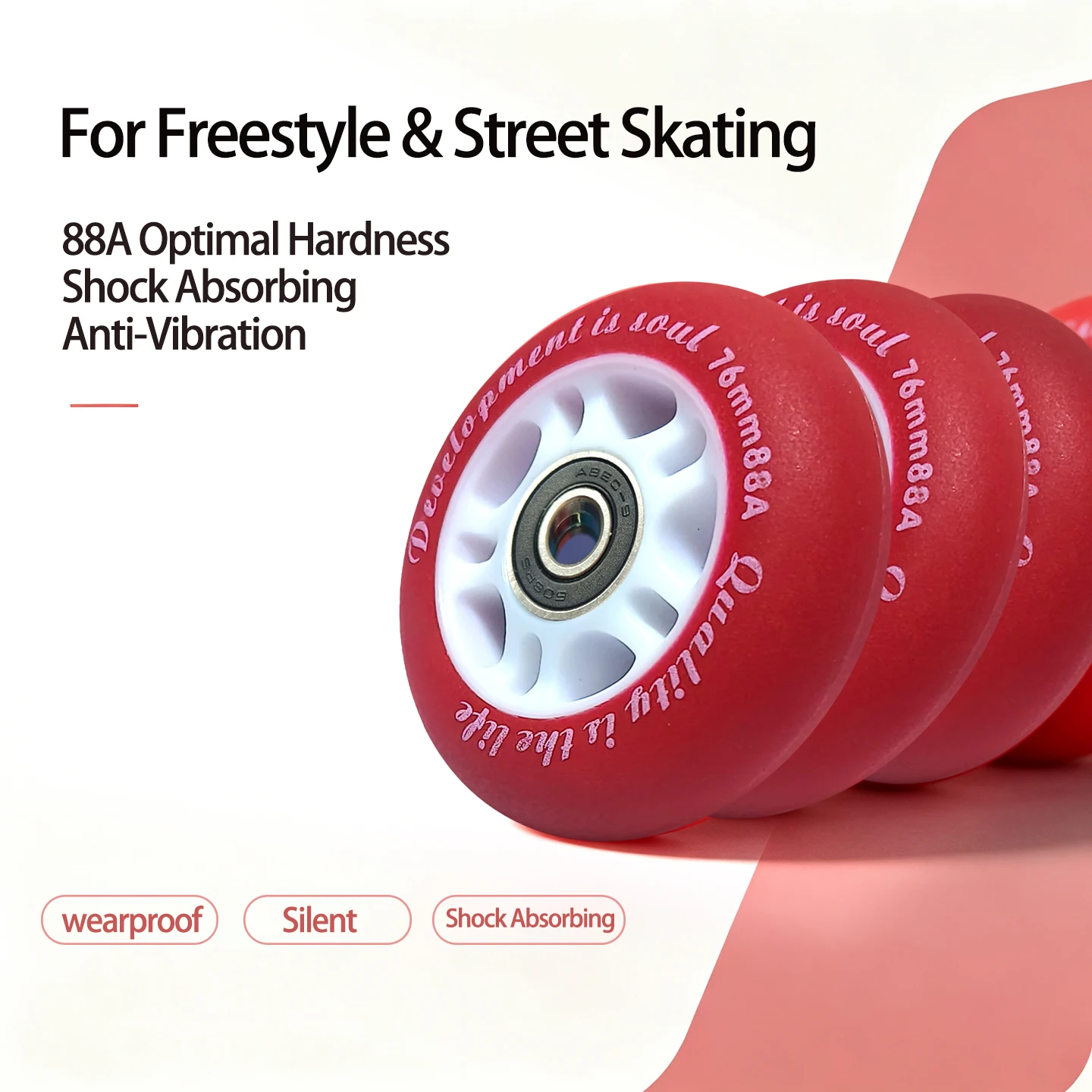 4PCS 76mm 88A PU Roller Skate Wheels With ABEC-9 Bearings Freestyle Street Sliding Inline Skate Replacement Wheels - view 2
