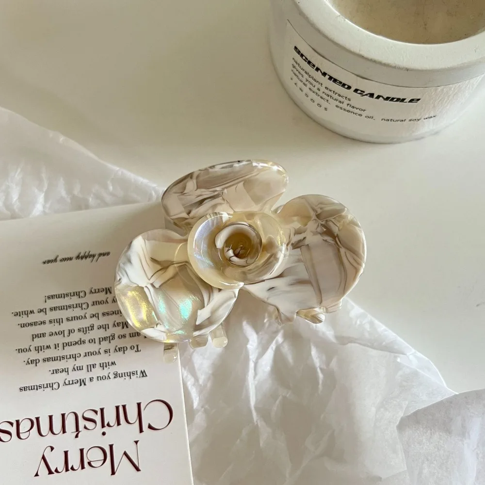 

Sweet French Style Flower Hair Claw Colorful Medium Size Camellia Hairpin Korean Style Headwear Shark Clip Streetwear