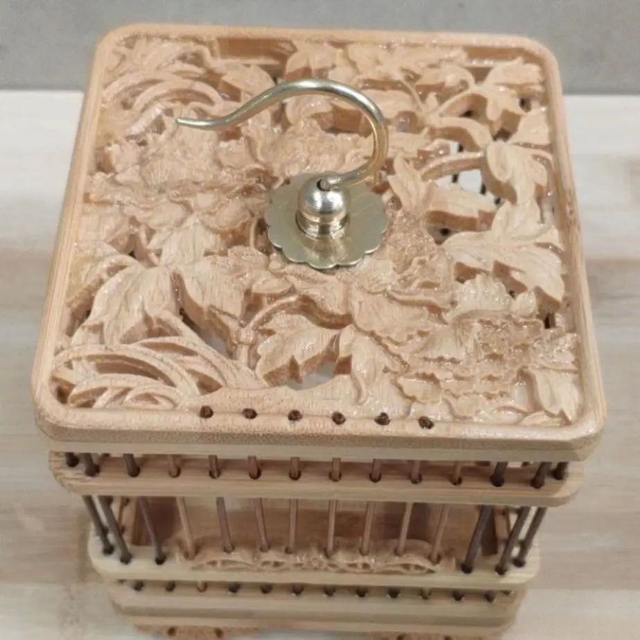 Natural Wood Cage Bamboo Hand Craft DIY Spencimen Display Bird Insect Cricket 10cm
