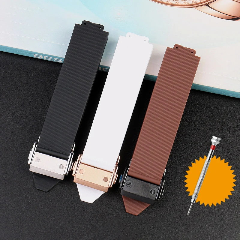 20*13mm convex joint silicone rubber strap with screwdriver black brown white women watchband For HUBLOT Big Bang classic fusion