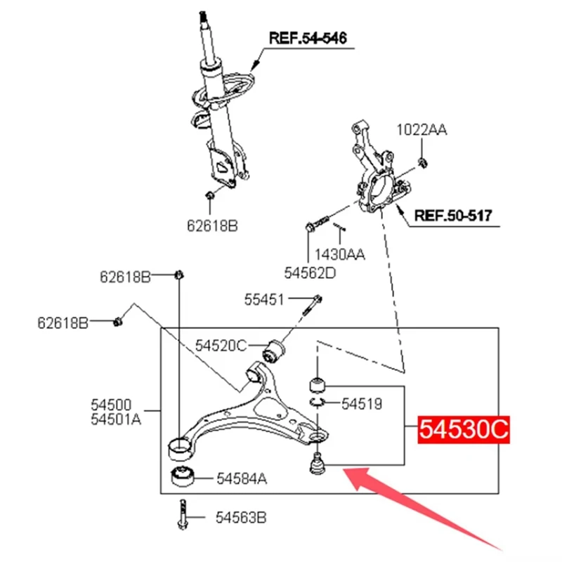 

Lower Suspension Ball Head 54530-2B000 545302B000 For Hyundai Santa Fe Kia Lower Tie Rod End Ball Head Accessories