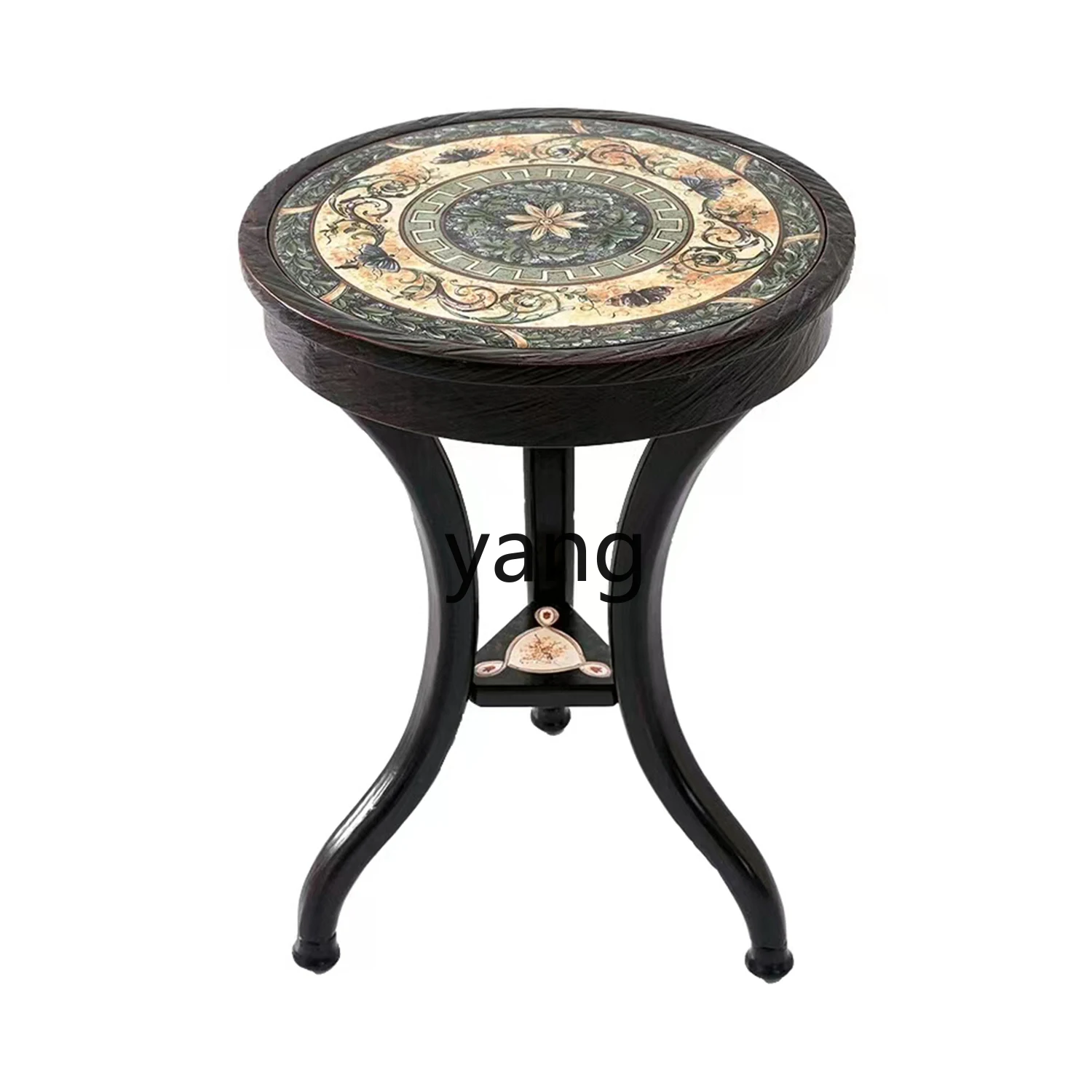 LMM painted edge few antique small round table living room sofa retro light luxury