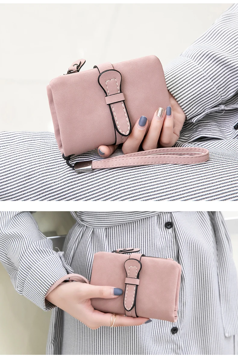 MIYIN Kurze Geldbörse für Damen, minimalistisch, doppelt gefaltet, multifunktional, Null-Geldbörse mit Kartenhalter, Münzgeldbörse mit Identitätsfenster – Detail 6