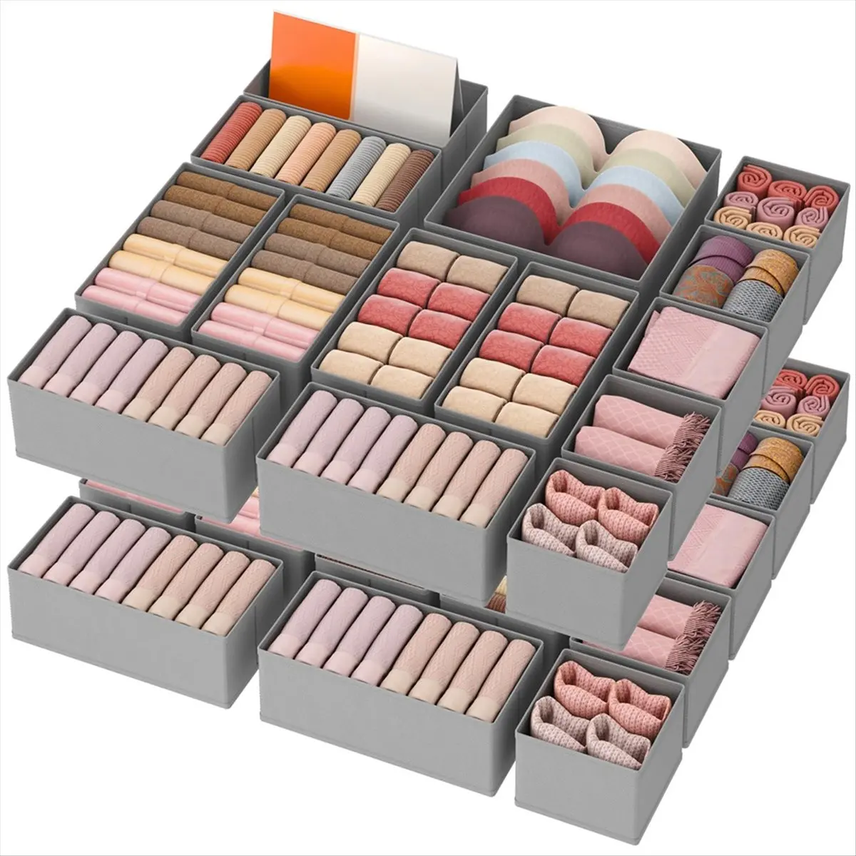 2026 Trend Closet Drawer Organizer Set, 16-Pack in 3 Sizes, Foldable Fabric Storage Bins for Underwear, Socks, and More