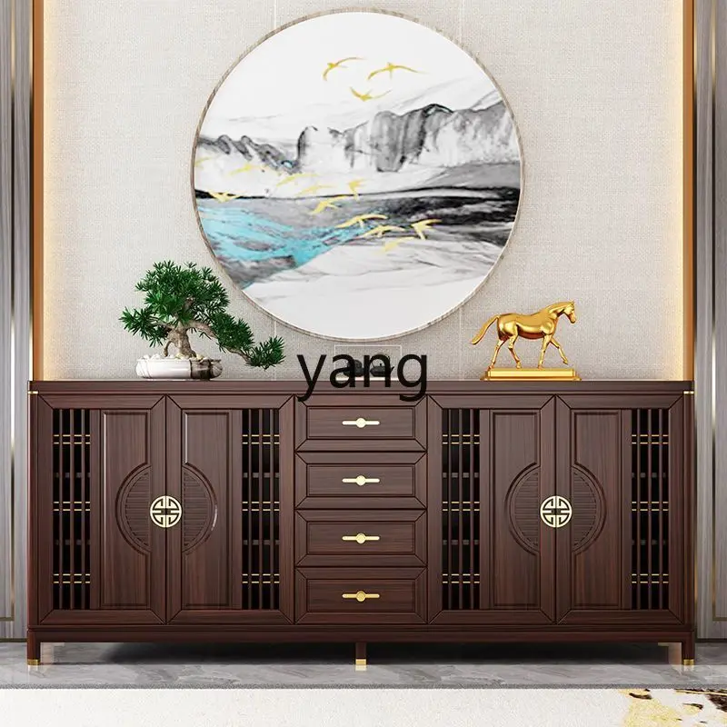 

LMM new Chinese style solid wood dining side cabinet storage ebony tea cabinet