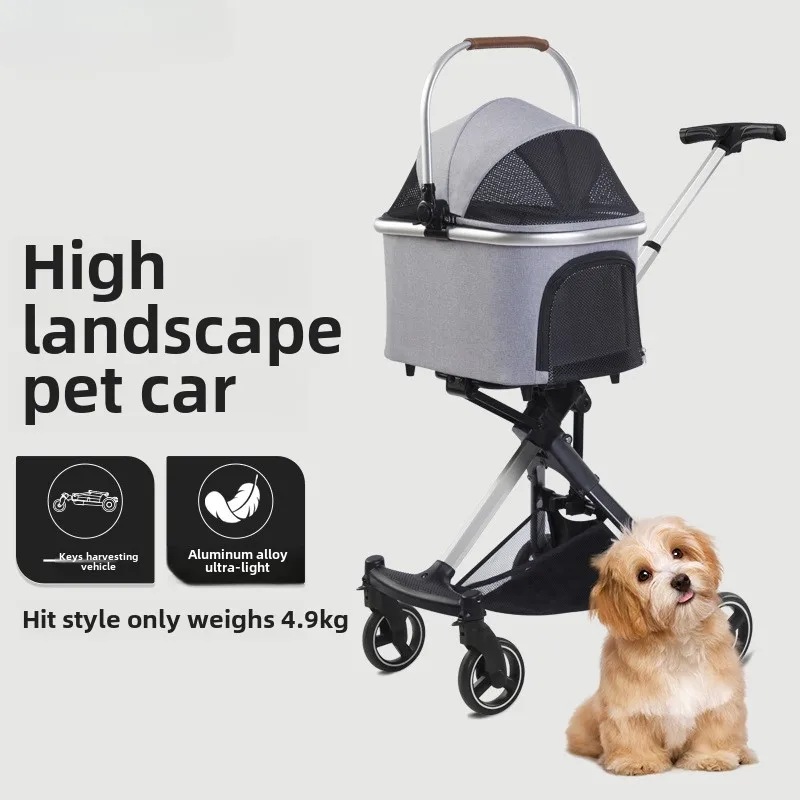 Small and Medium-sized Dog Pet Cart Retractable Luxury Foldable Cat Dog Cart Pet Stroller