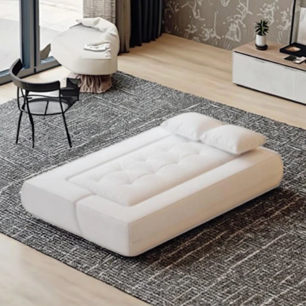 

#Chic White Tufted Cloth Reclining Multifunctional Living Room & Hotel Use Sofa Bed Set for Cozy Sleeping & Stylish Seating