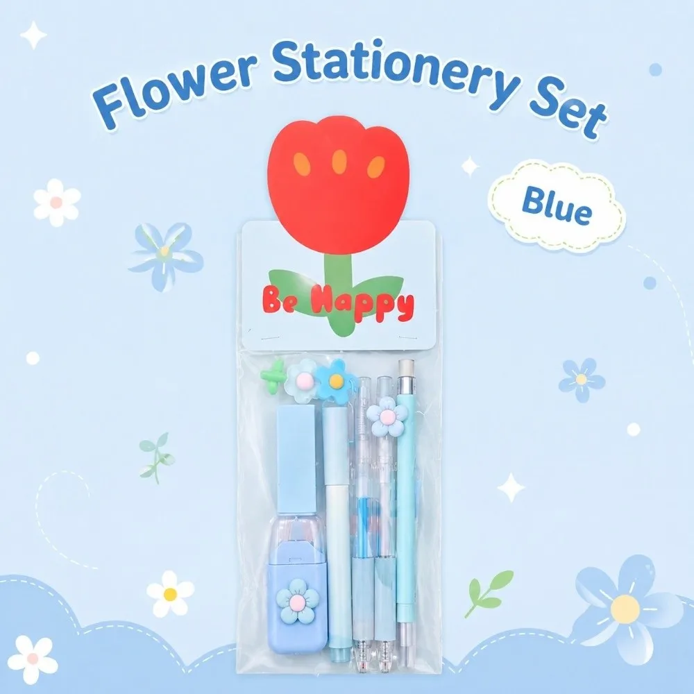 Creative 8-in-1 Stationery Set Dreamy Flower Complete Stationery Gel Pen Sticky Notes Back To School