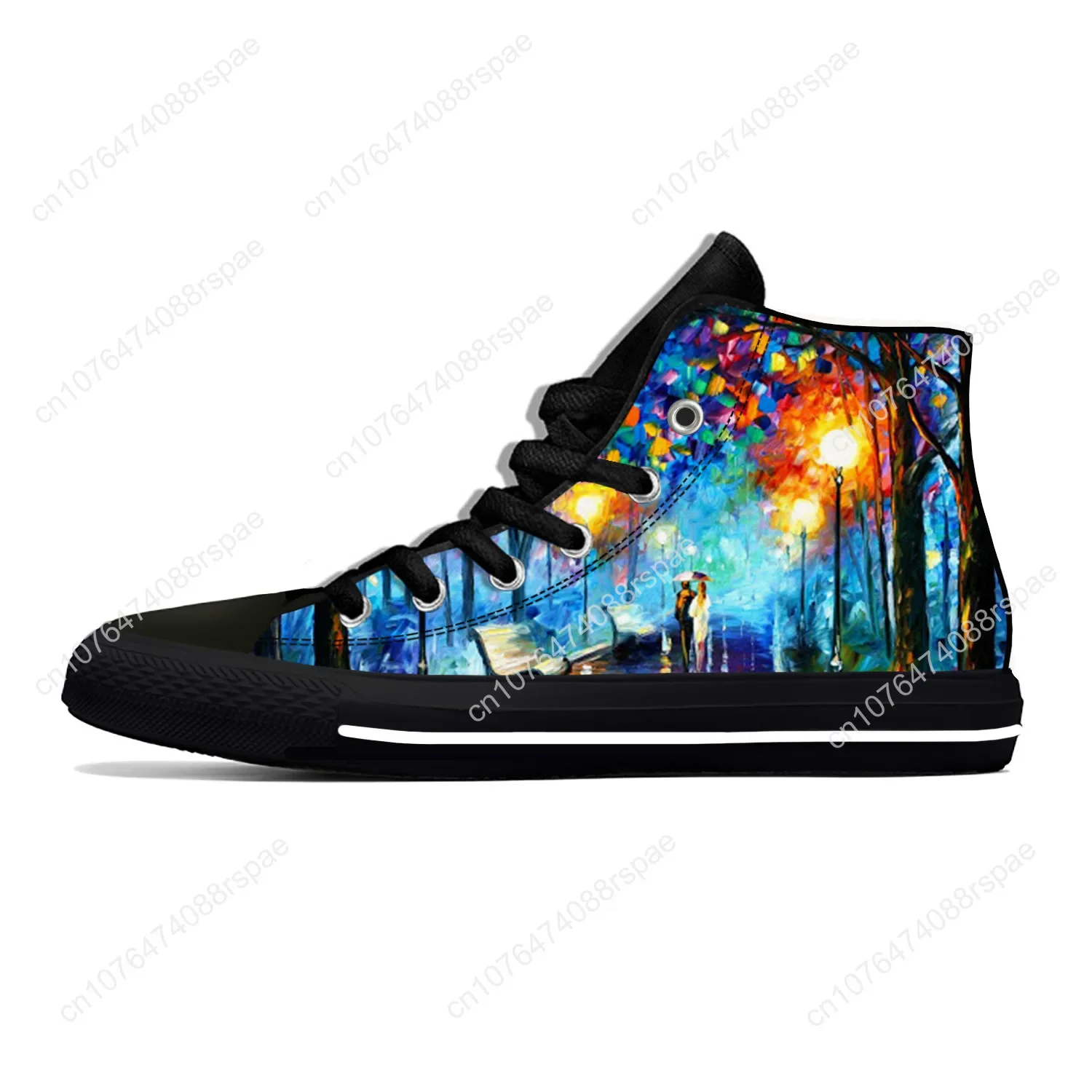 Van Gogh pittura a olio estetica notte stellata Cool scarpe di stoffa Casual High Top leggero traspirante stampa 3D uomo donna Sneakers