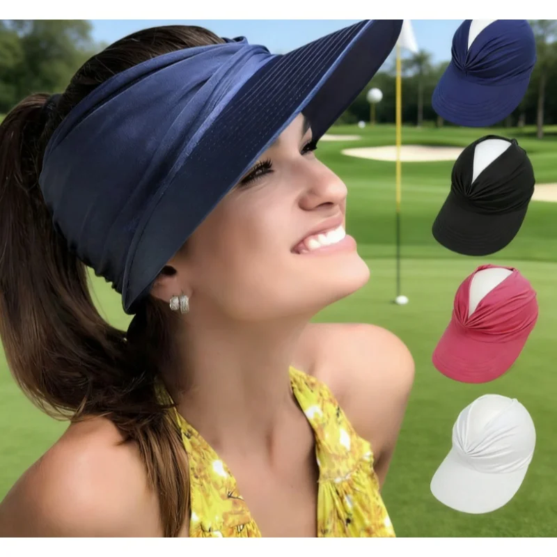 

Пляжная солнцезащитная шляпа для женщин, 1 шт., с открытым верхом и полями, новая модная модель для отпуска, путешествий, активного отдыха, с отверстием для хвоста, хит продаж