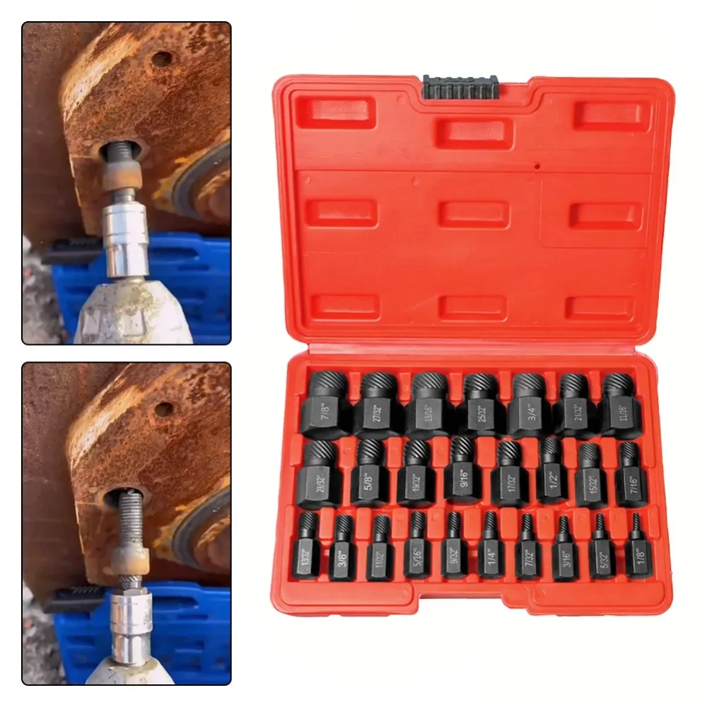 

25Pcs Hex Screw Extractor Set Multi Teeth High Carbon Steel Rounded Bolt Remover British Head Screw Extractor Tools Accessories