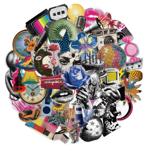 10/30/50pcs Millennial Pop Style Art Stickers Transparent Cartoon Decals DIY Luggage Suitcase Journal Aesthetic Graffiti Sticker