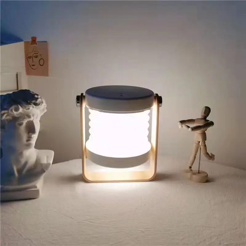 ShinyYing Folding Night Light, USB Rechargeable Lamp, 3-Color Dimming Bedside Decor Bedroom view 3
