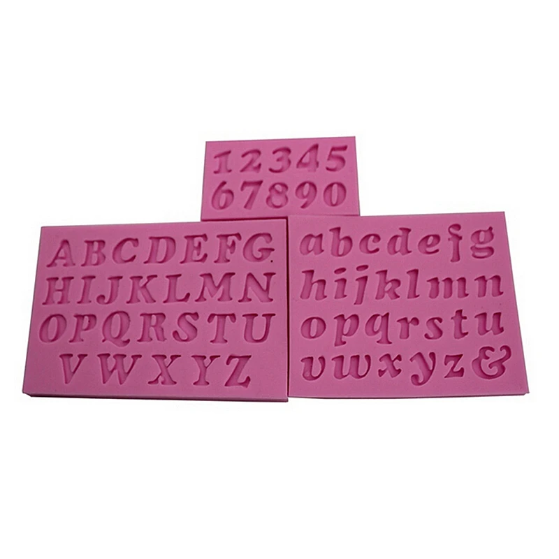 3Pcs/Set Number Letter Shape Silicone Mold Cake Decoration 3D Food Grade Soap Chocolate Moulds