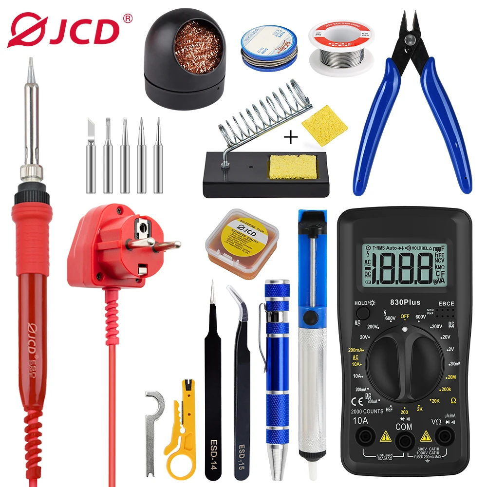 JCD Soldering Iron 908 Adjustable Temperatures 60W Welding Equipment With Big Turn Button Automatic Detection For Soldering