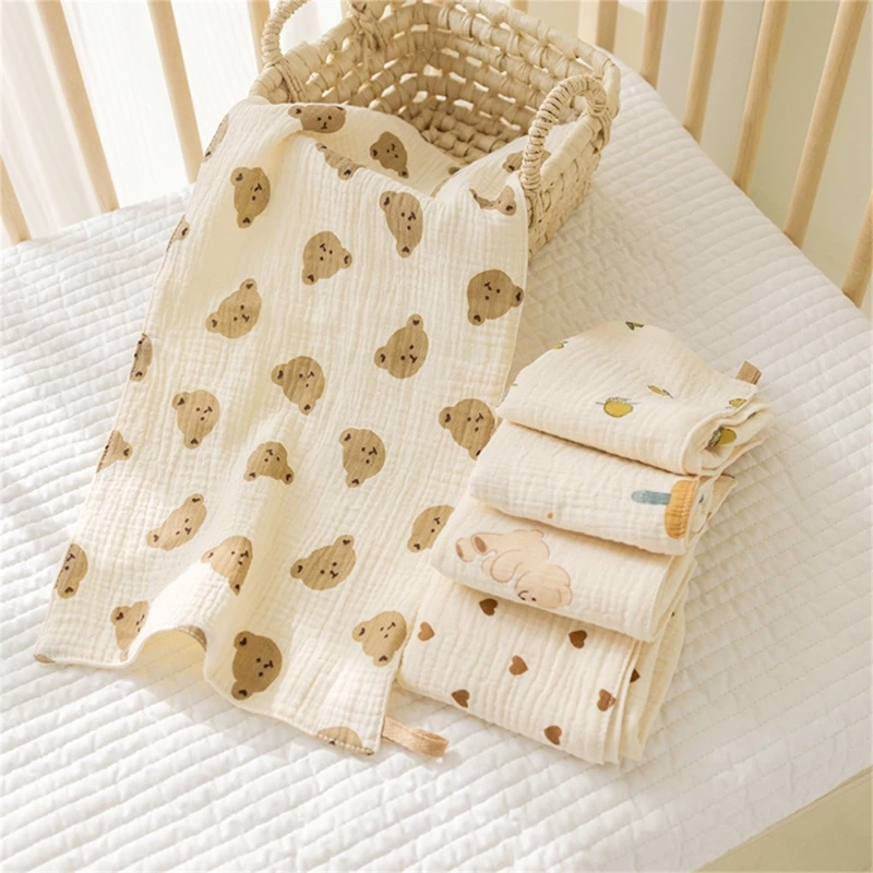 Baby Bibs for Teething Toddler Washcloth 4-Layer Cotton Burp Cloth Multi-Use Face Cloth Pillow Towel Sweat Absorb Cloth