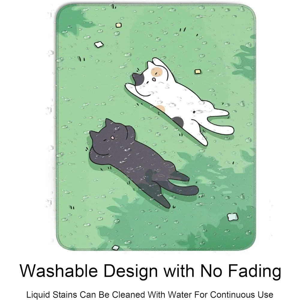 Alas Mouse Persegi Kucing Lucu Alas Mouse Kucing Hitam dan Putih untuk Aksesori Meja Mouse Nirkabel 10 "X 8" Alas Mouse Perjalanan dengan Non-Sli