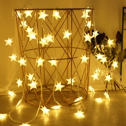 Guirnalda de luces LED para exteriores, cadena de estrellas, Bombilla, luces de hadas, fiesta, hogar, boda, jardín, decoración de Navidad