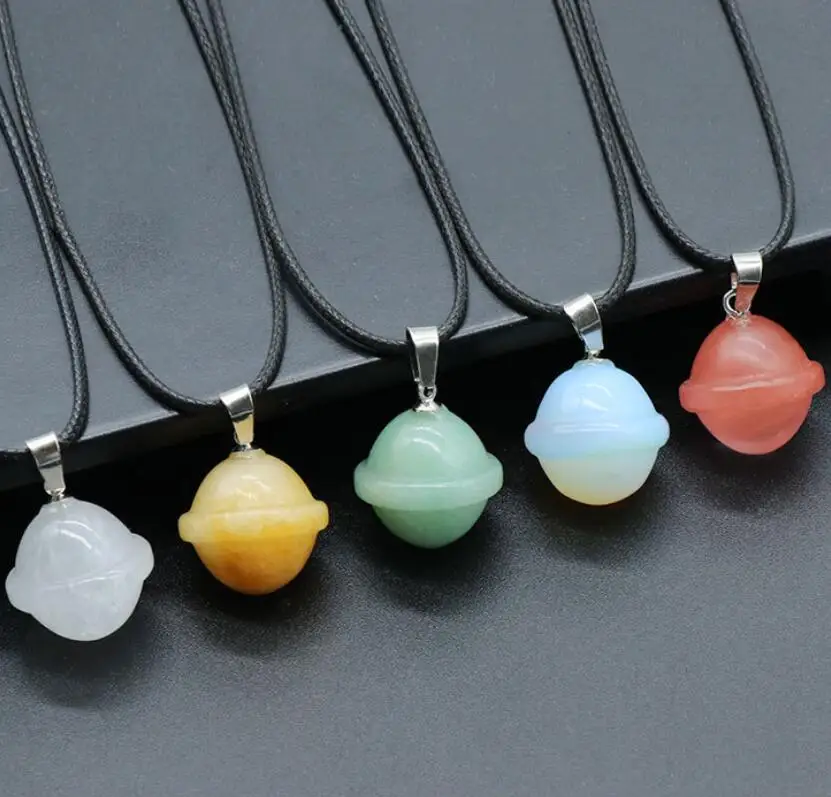 

12pcs Asteroid Mini UFO Planet Pendant Chakra Healing Crystal Stone Quartz Pendant Wholesale Charms for Necklace Jewelry Making