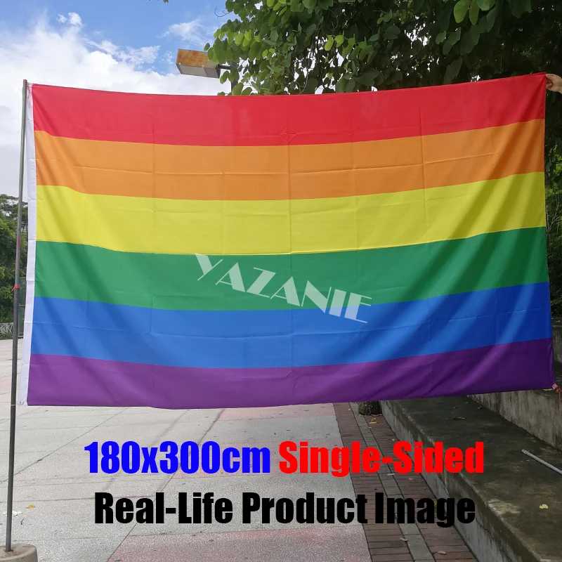 LGBT Gay Rainbow Pride Flag 6x10ft 5x8ft Single/Double Sided Large Format Homosexual Philly Parade Banner for Home Decoration