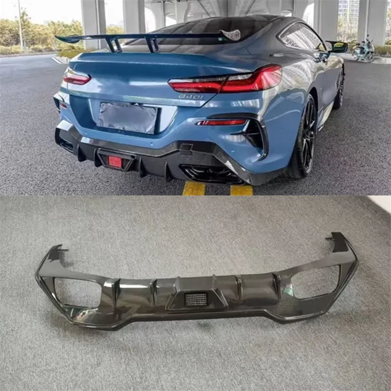 

For BMW 8 Series G14 G15 G16 840i 2019+ Real Carbon Fiber Car Rear Bumper Lip Diffuser Spoiler Back Car Accessories Body Kit