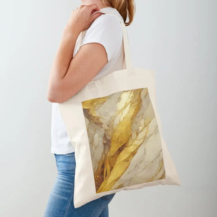 

Liquid Gem Soft Cream Beige And Gold Luxury Crystal Paint Marble Texture Tote Bag Lady bag Women's beach bags great bag