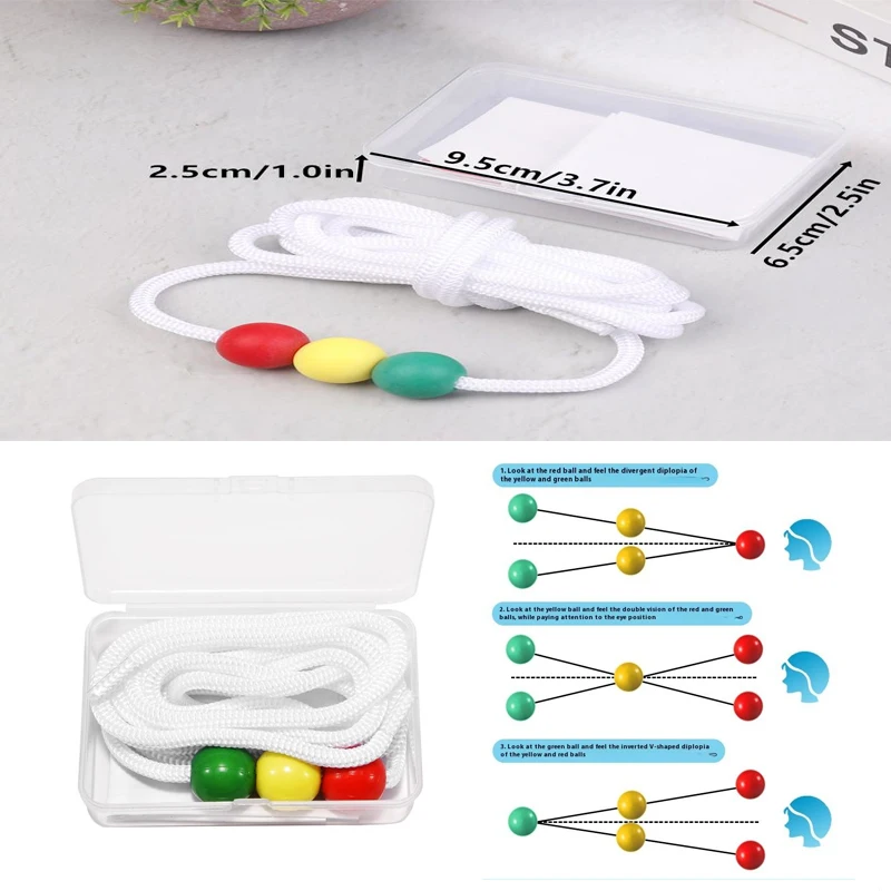 1PC Nylon Sports Eye Sight Train Three Beads Brock String Vision Convergence InsufficiencyTraining Tool Target Pointing Practice