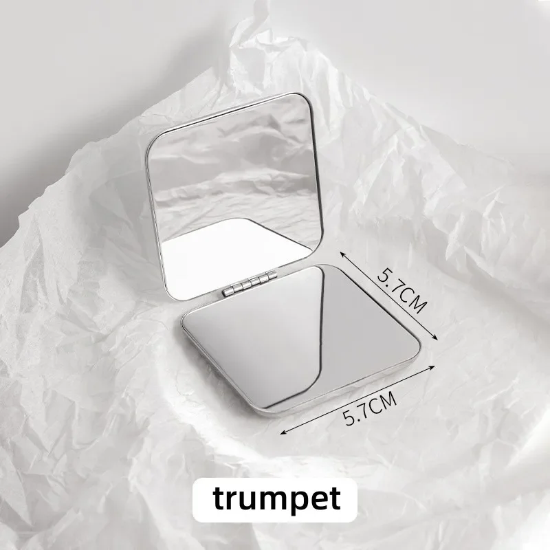 Miroir de maquillage Portable en acier inoxydable pour femmes, 1/2 pièces, poche à main, côté plié, miroir de maquillage cosmétique, petites formes diverses