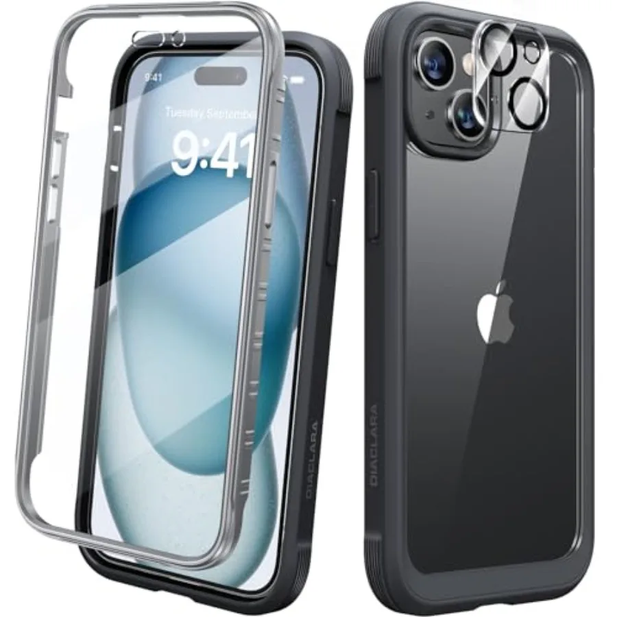 

Designed for iPhone 15 Case, Full Body Rugged Case with Built-in Touch Sensitive Anti-Scratch Screen Protector, with Camera Len