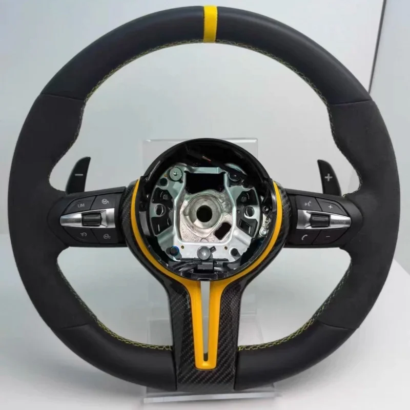 Suede Leather Perforated Flat Steering Wheel For BMW E90 E87 E70 E84 F10 F06 F20 F30 F15 F25 F23 F48 Button Fat Sport Upgrade view 5
