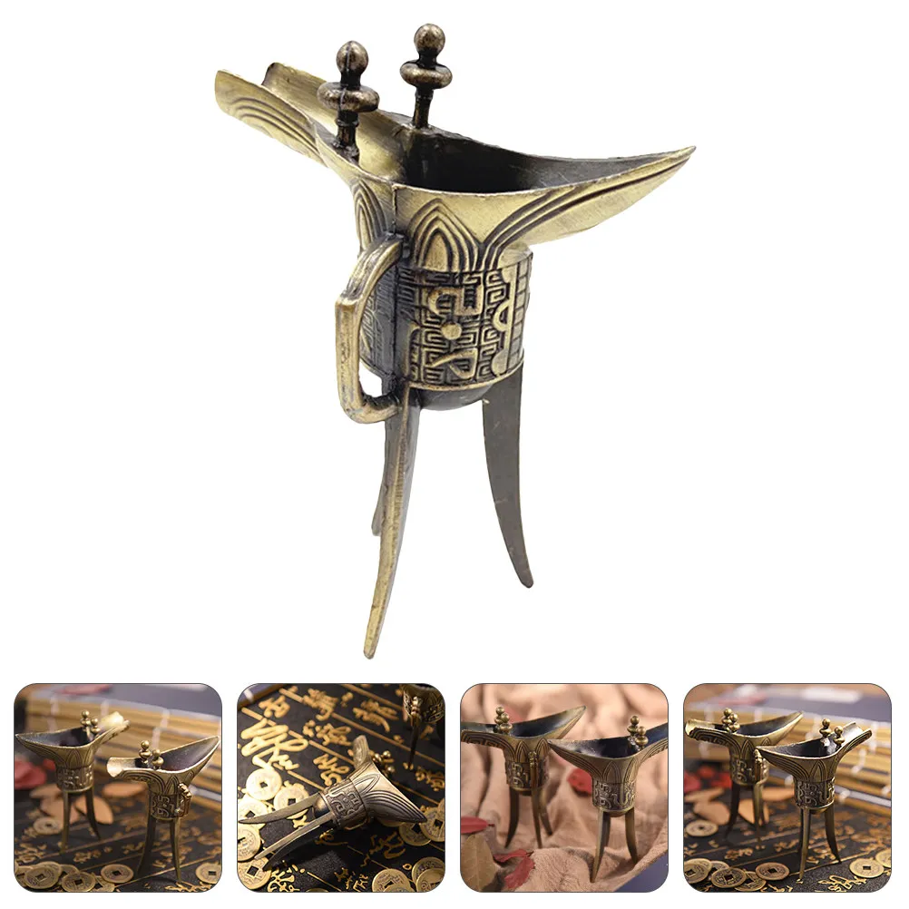 Copa de Vino de Hierro Vintage de Tres Patas, Decoración para el Hogar, Accesorio para Fotos, Copa Antigua, Artesanía Exquisita, Idea de Regalo