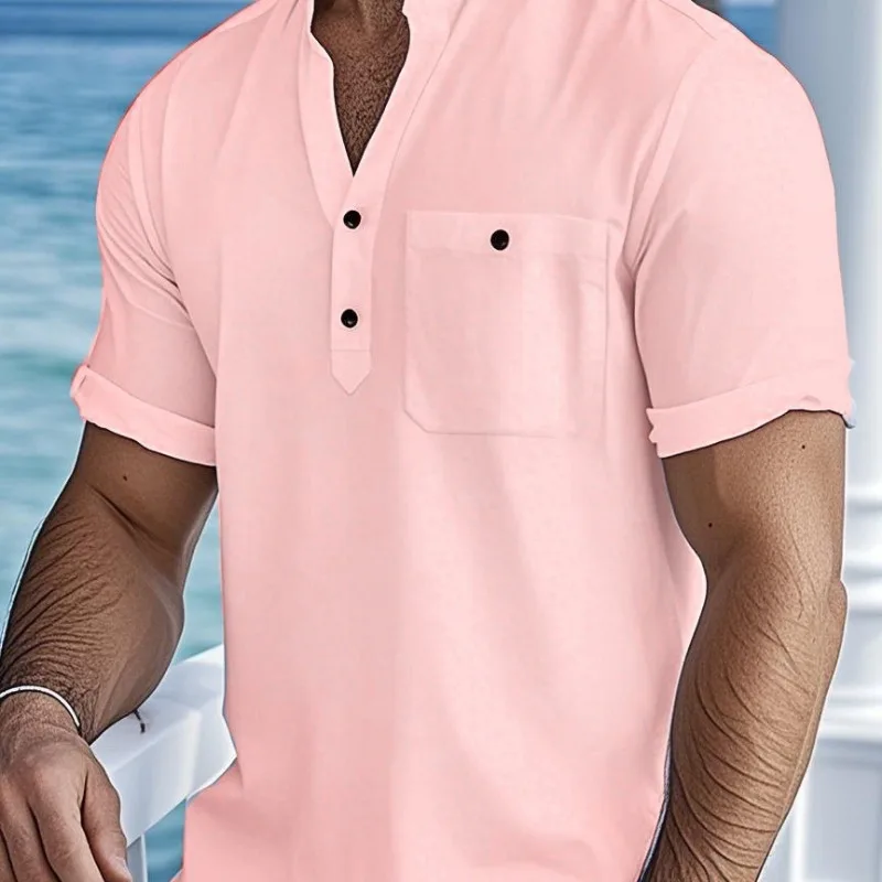 

Men's Short-sleeved T-shirt 2025 Summer New Retro Breathable Lightweight Linen Tang Suit