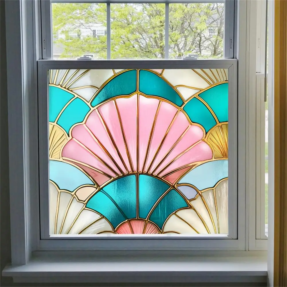 Stained Glass Static Window Film Privacy Sun Blocking Glass Clings Waterproof PVC Home Office Window Covering Film