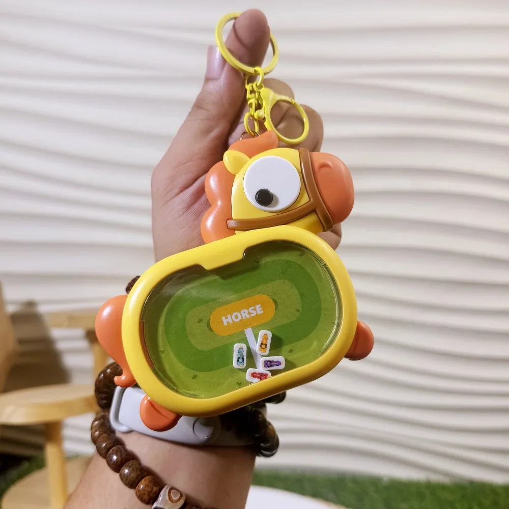 Portable Charm Funny Magnetic Horse-Racing Keychain Cartoon Plastic Backpack Charm Hanging Fidget Keychain Keyring Charm