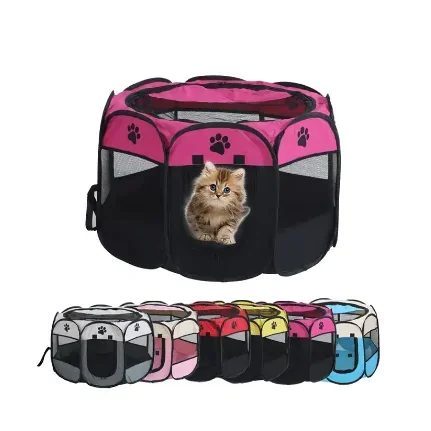 

91*91*58cm cat litter delivery room pet octagonal dog cage fence high quality grab-resistant oxford cloth folding tent wholesale