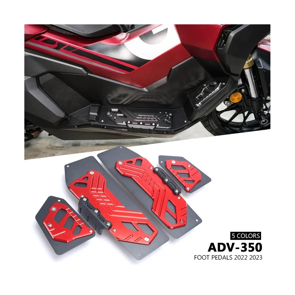 Motorfiets Voetsteun Voetsteunen Voetsteunen Pedalen Pedalen Plaat Pads Voor Honda Adv350 ADV-350 Adv 350 2022 2023 (Zwart)