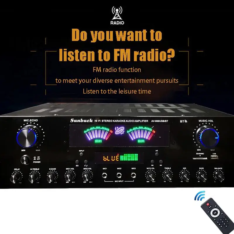 999BT/555BT HiFi Stereo Digital Bluetooth Verstärker Dual Dynamische Bildschirm Sound AMP Für Home Auto Treffen Karaoke Kino max 4000W – Detail 8