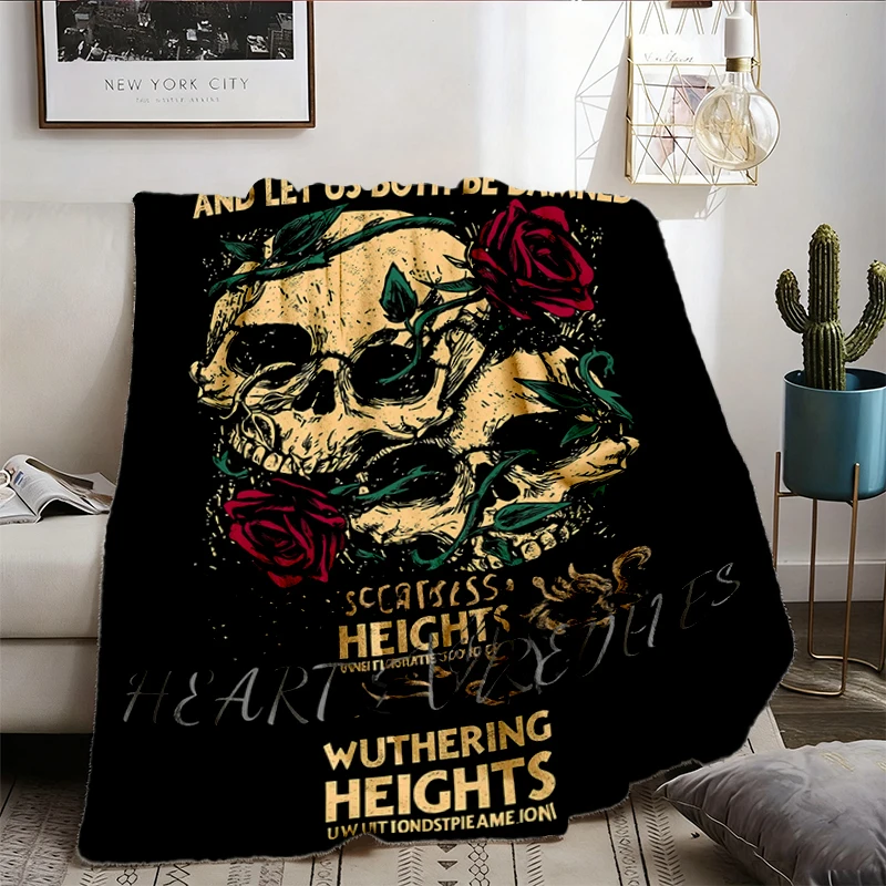 Wuthering Heights Flannel Blanket, Emily Bookish, Gothic Romance Literary Flannel Throw, Gothic Romance Classic Cozy Bla