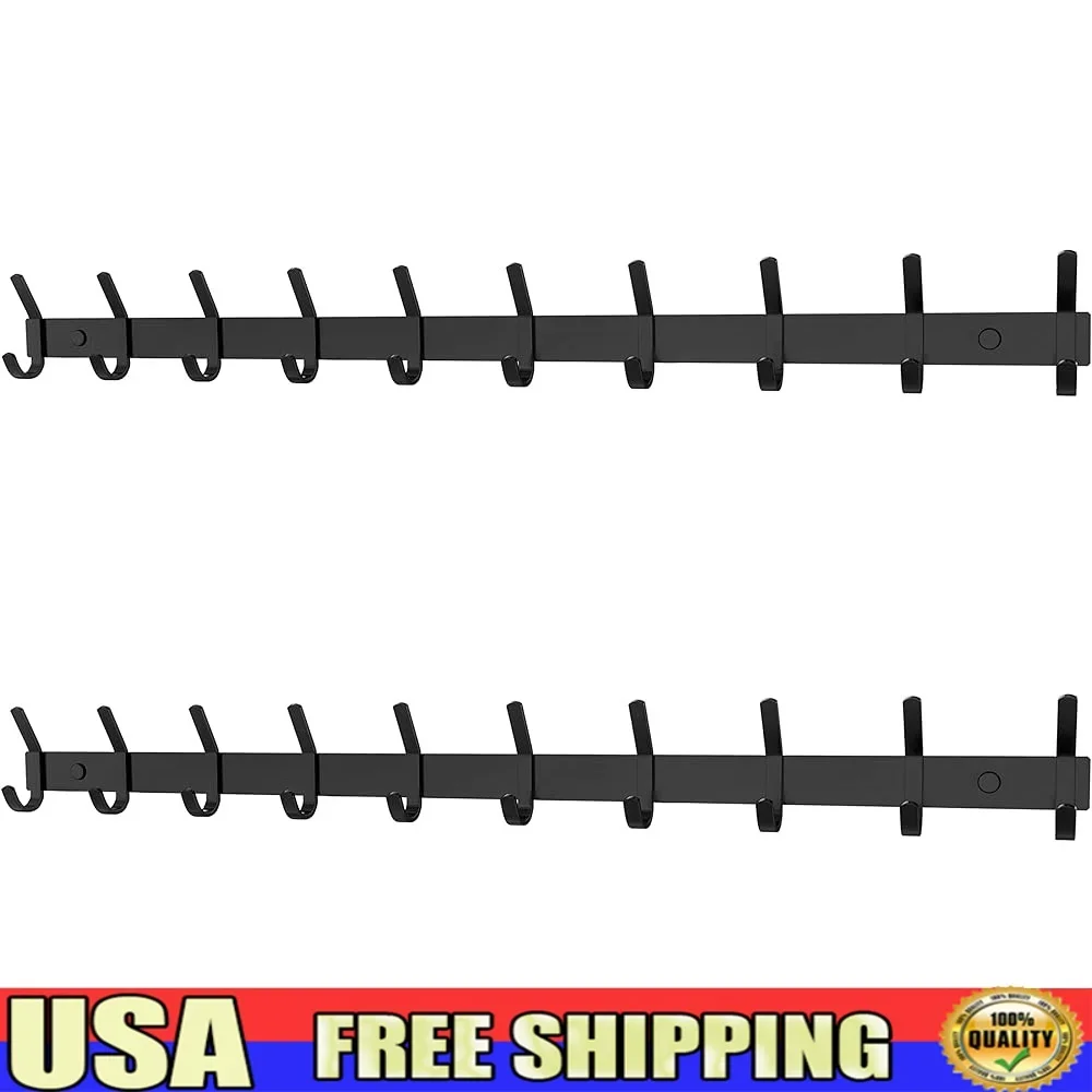 

Stainless Steel Wall Hook Rack with 10 Double Hooks Entryway Organizer Coats Hats Scarves Keys Towels