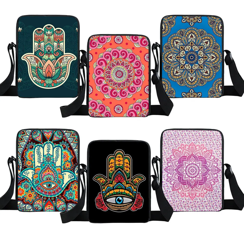 

Hamasa Hand of Fatima Messenger Bag Lucky Hamsa Women Handbag Mandala Flower Crossbody Bag Phone Houlder Shoulder Book Bags