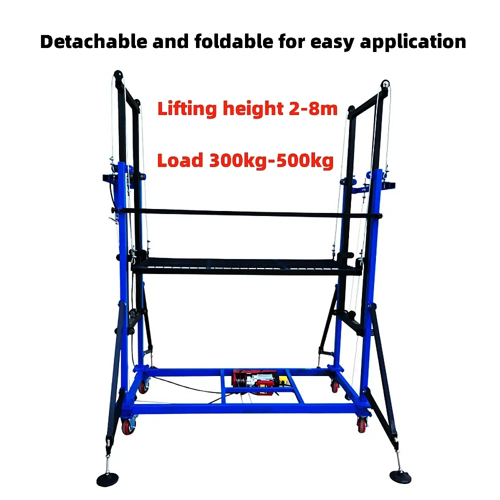 Electric 2-8M 500KG Mobile Construction Ladder Lift Platform Remote Control Scaffolding Folding Ladder New Used Wire Rope Hoist