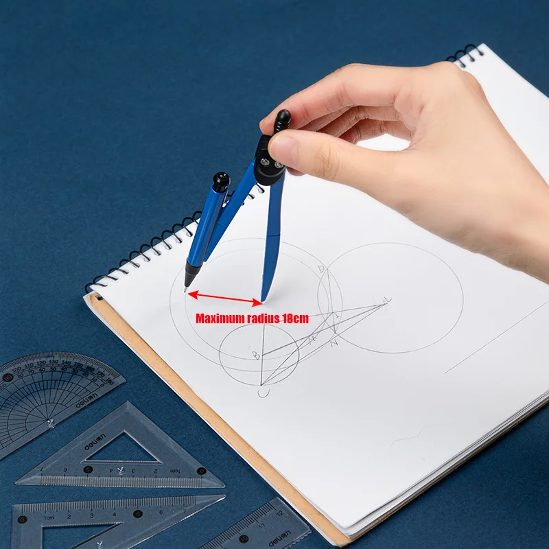 7Pcs/Set Deli 72162 3 Colors Naruto Ruler Suit Compass Rubber Protractor Supplies School Office Stationery Set