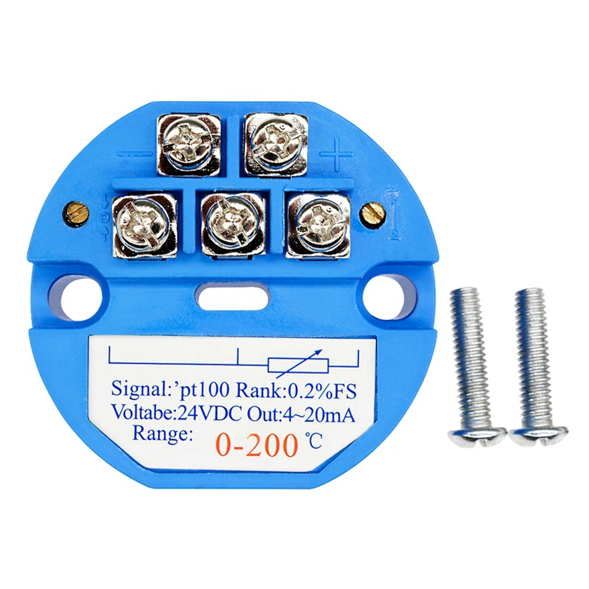 Transmetteur de détection de température monté sur la tête, PT100, résistant, sortie 4-20MA, 0-200