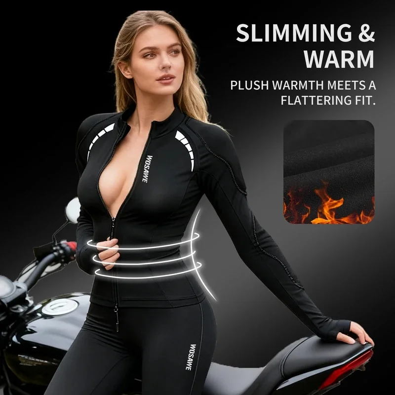 WOSAWE Women Winter Warm Motorcycle Jacket Windproof Anti‑Fall Motocross Coat Casual Street Outdoor Downhill Riding  Protective